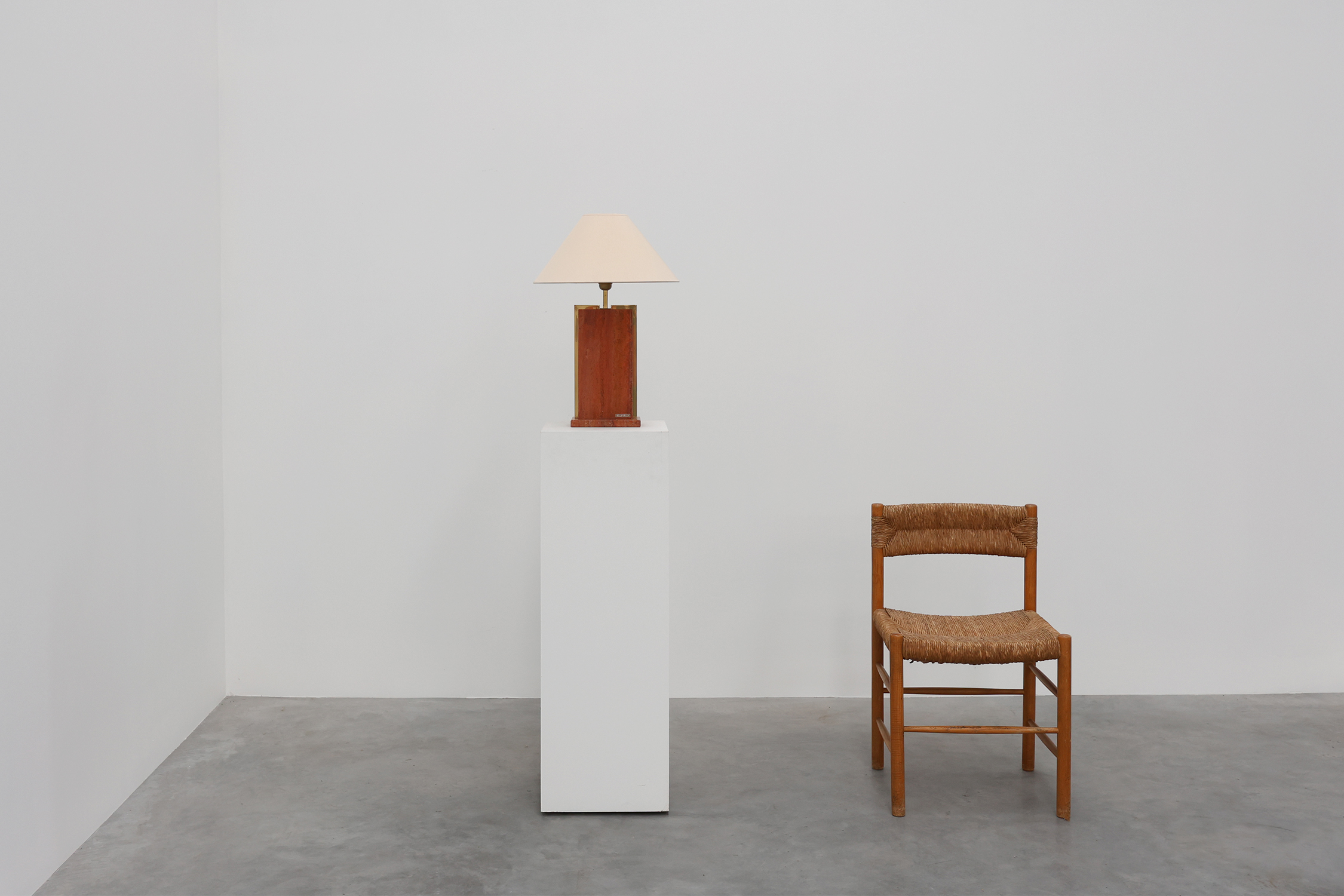 Vintage red marble table lamp by Camille Breesch in Hollywood regency stylethumbnail